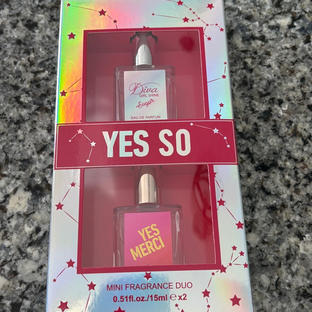 New in box- 2 pack of mini fragrances, Diva Girl Shine &  Yes Merci, 15ml each